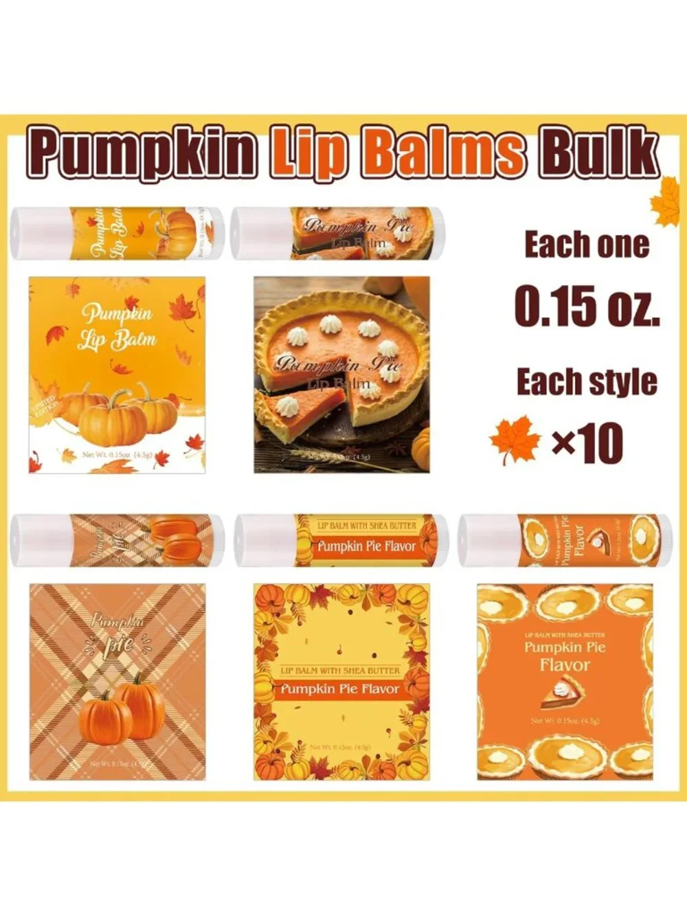 100 Pcs Pumpkin Pie Scented Lip Balms | Fall Party Favors & Gifts for Women